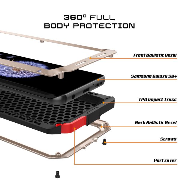 Galaxy S9 Plus Metal Case, Heavy Duty Military Grade Rugged Armor Cover [Gold] Online Hot Sale - Image 3