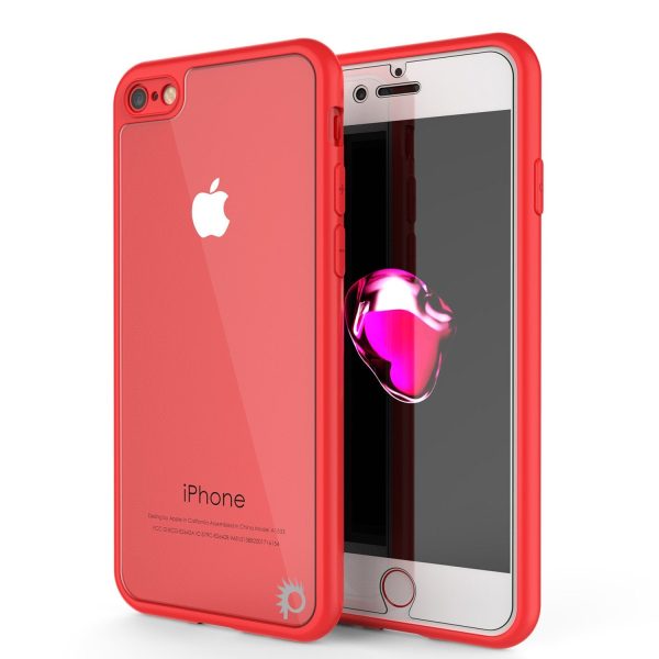iPhone 8 Case [MASK Series] [RED] Full Body Hybrid Dual Layer TPU Cover W  protective Tempered Glass Screen Protector Online Sale