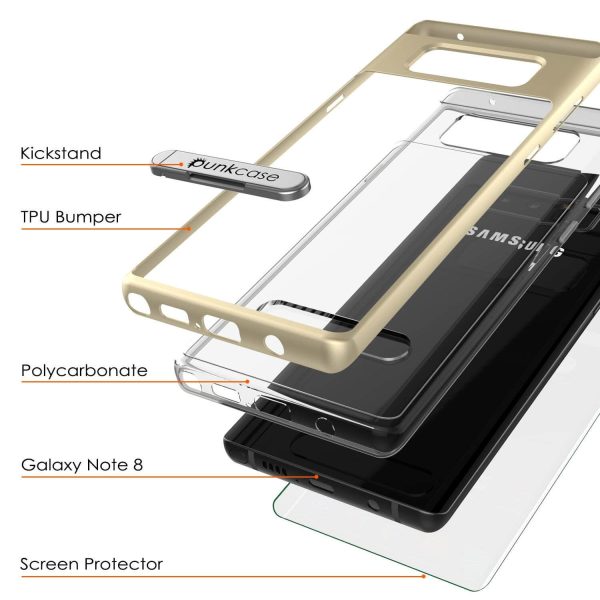 Galaxy Note 8 Lucid 3.0 Screen Protector W  Anti-Shock Case [Gold] For Cheap - Image 4