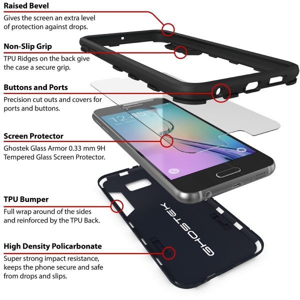 S6 Case, Ghostek Armadillo Dark Navy Samsung Galaxy S6 Case w  Tempered Glass Screen Protector For Cheap - Image 3