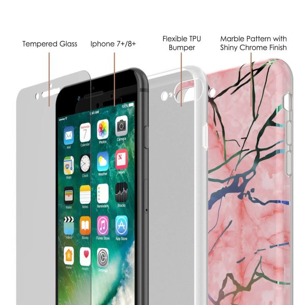 Punkcase iPhone 8+   7+ Plus Marble Case, Protective Full Body Cover W 9H Tempered Glass Screen Protector (Rose Mirage) For Cheap - Image 4