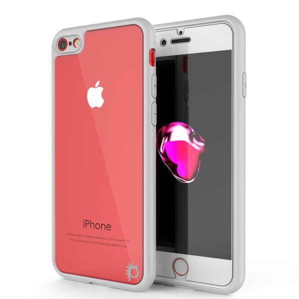 iPhone 8 Case [MASK Series] [WHITE] Full Body Hybrid Dual Layer TPU Cover W  protective Tempered Glass Screen Protector Fashion