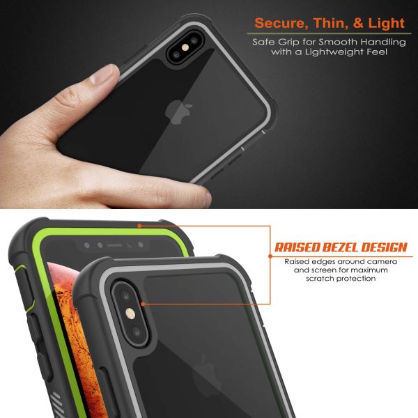 PunkCase iPhone XS Max Case, [Spartan Series] Clear Rugged Heavy Duty Cover W Built in Screen Protector [Light-Green] Hot on Sale - Image 2