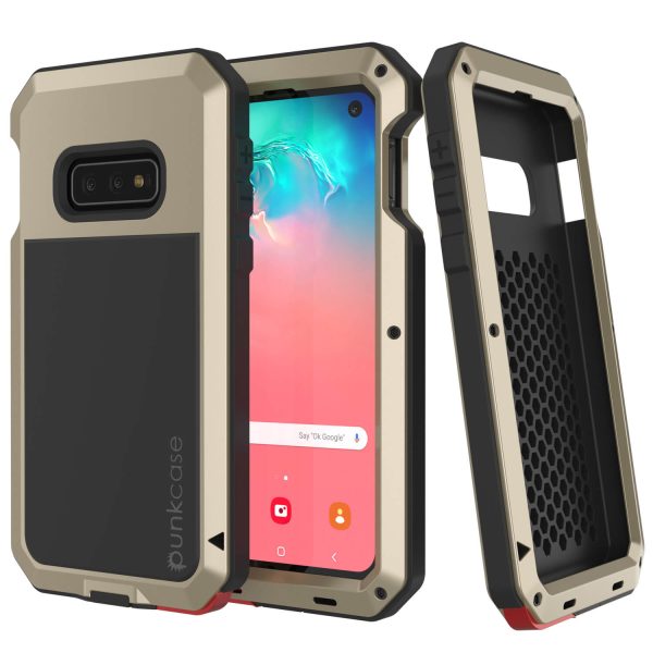 Galaxy S10e Metal Case, Heavy Duty Military Grade Rugged Armor Cover [Gold] Fashion