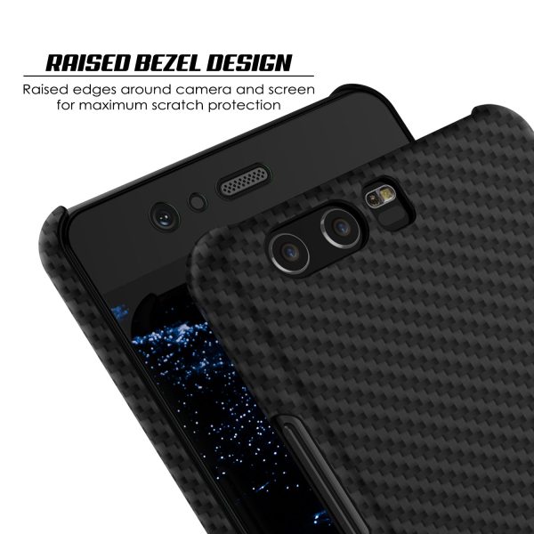 Huawei P10 Case, Punkcase CarbonShield, Heavy Duty [Jet Black] Cover on Sale - Image 3