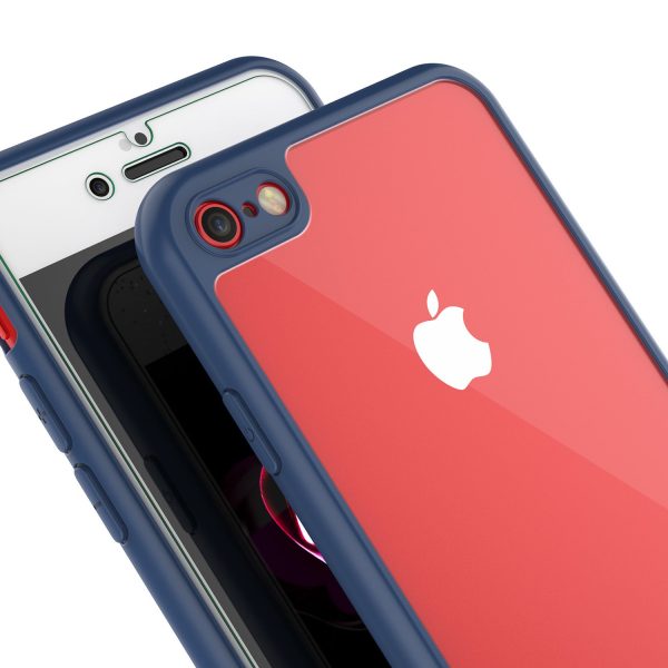 iPhone 7 Case [MASK Series] [NAVY] Full Body Hybrid Dual Layer TPU Cover W  protective Tempered Glass Screen Protector For Cheap - Image 2