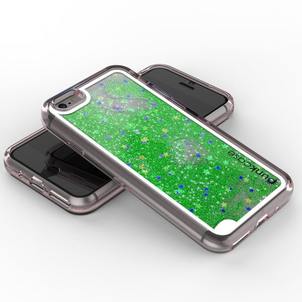 iPhone 7 Case, PunkCase LIQUID Green Series, Protective Dual Layer Floating Glitter Cover on Sale - Image 4