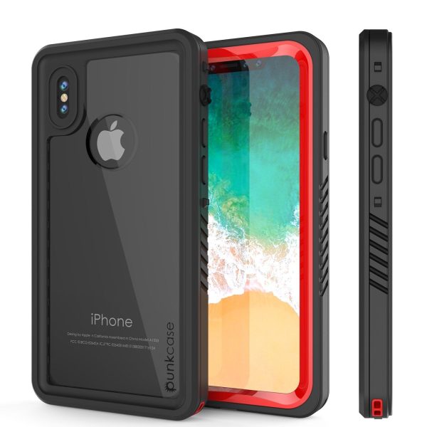 iPhone XS Max Waterproof Case, Punkcase [Extreme Series] Armor Cover W  Built In Screen Protector [Red] on Sale