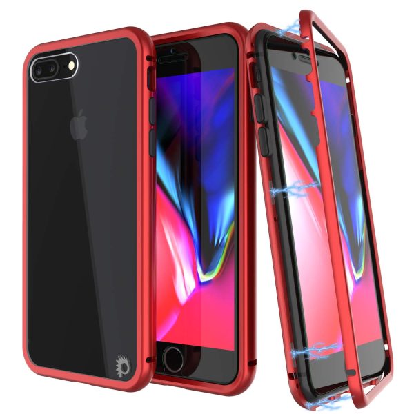 iPhone 8+ Plus Case, Punkcase Magnetic Shield Protective TPU Cover W  Tempered Glass Screen Protector [Red] For Sale