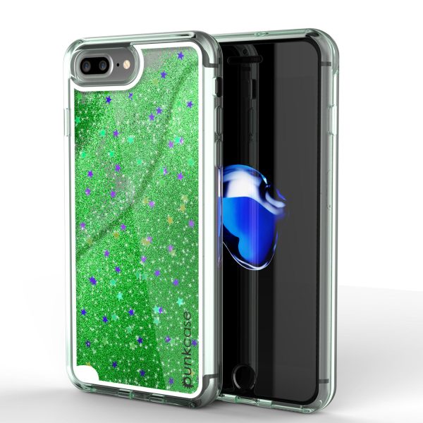 iPhone 7+ Plus Case, PunkCase LIQUID Green Series, Protective Dual Layer Floating Glitter Cover Online Hot Sale