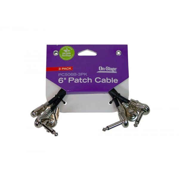 On-Stage 6  Patch Cable w  Pancake Connectors (Black) - 3 Pack (PC506B-3PK) | MaxStrata® For Discount - Image 3